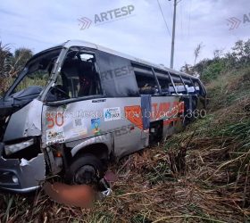 Ônibus perde o controle após ser fechado por caminhão e capota em ribanceira no interior de SP