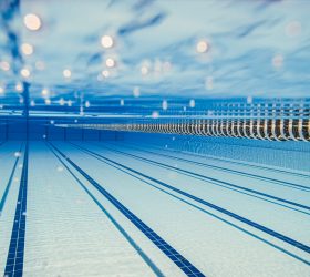 Olympic Swimming pool underwater background.
